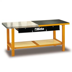 beta c56m heavy duty workbench with 3 lockable drawers and shelf