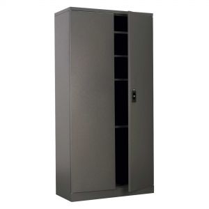 black metal 2 door floor standing garage storage cabinet